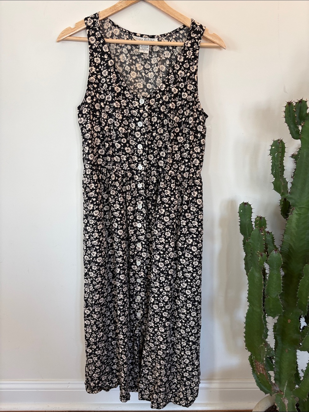 Banana Republic Black and White Floral Maxi Dress